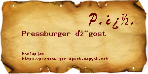Pressburger Ágost névjegykártya